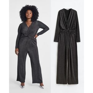 NWT Long Sleeve Glittery Knot Detail Jumpsuit in Size M